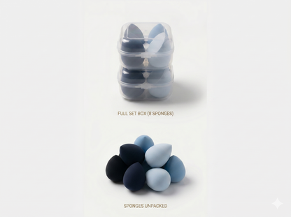 Beauty Blender Set - 2 x 4 Pack (8 Sponges) | Blue